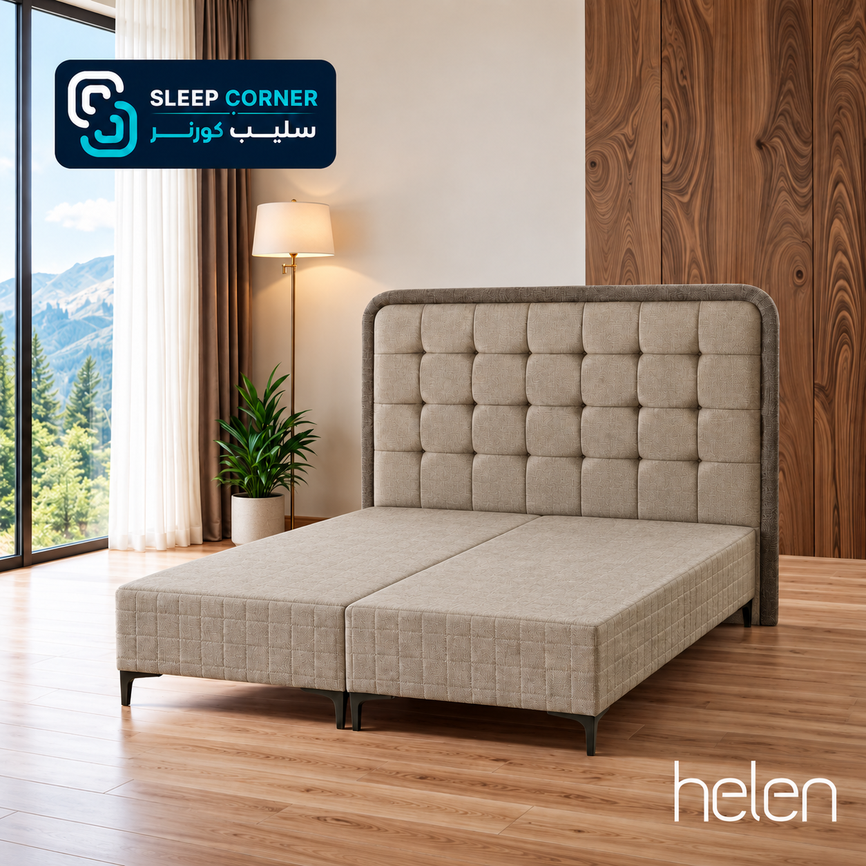 Upholstered Bed Base, Mattress Removed سرير فاخر تفصيل - الصورة 1